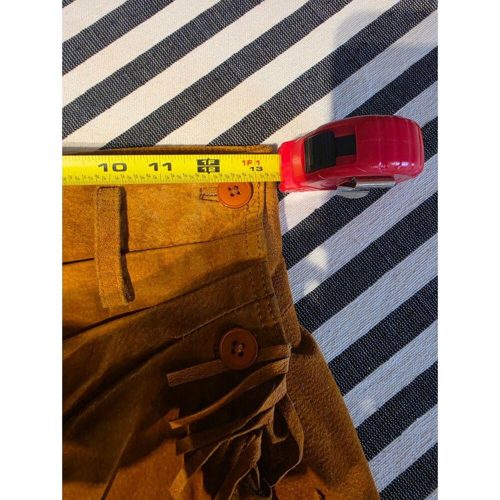 Cache Brown/Burnt Orange Vintage Suede Fringe Skirt Size 6 - Picture 3 of 5